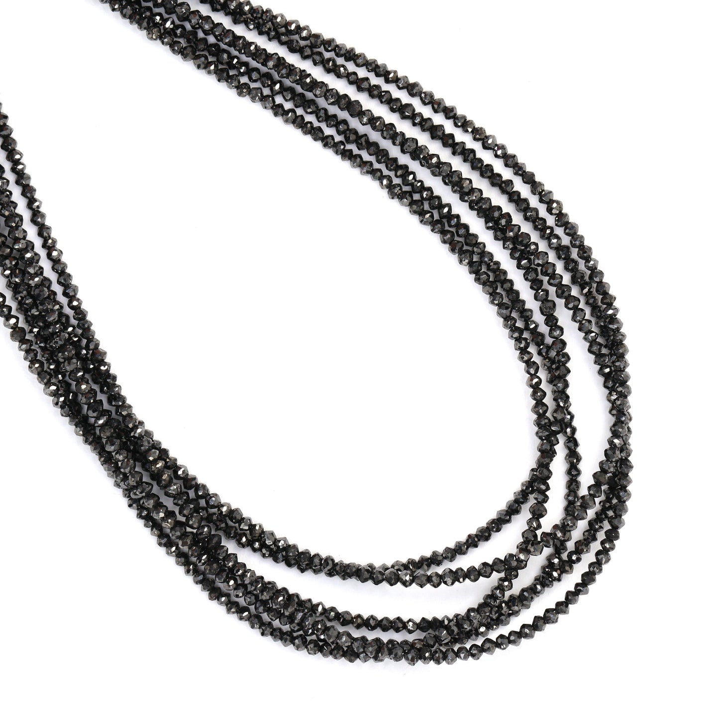 Black Diamond 1.8mm Hand Faceted Rondelles Bead Strand