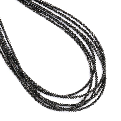 Black Diamond 1.8mm Hand Faceted Rondelles Bead Strand