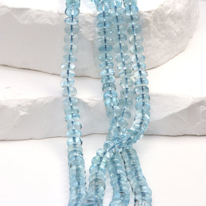 Blue Aquamarine 6mm Smooth Rondelles
