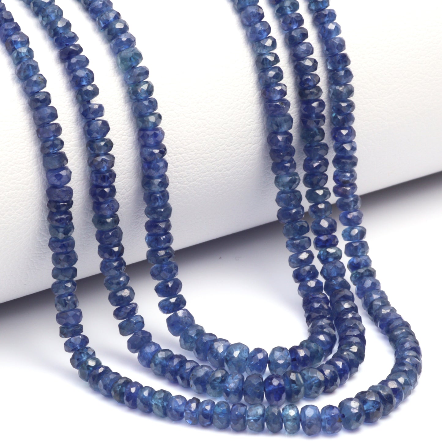 Royal Blue Sapphire 2.5mm - 4mm Hand Faceted Rondelles Bead Strand