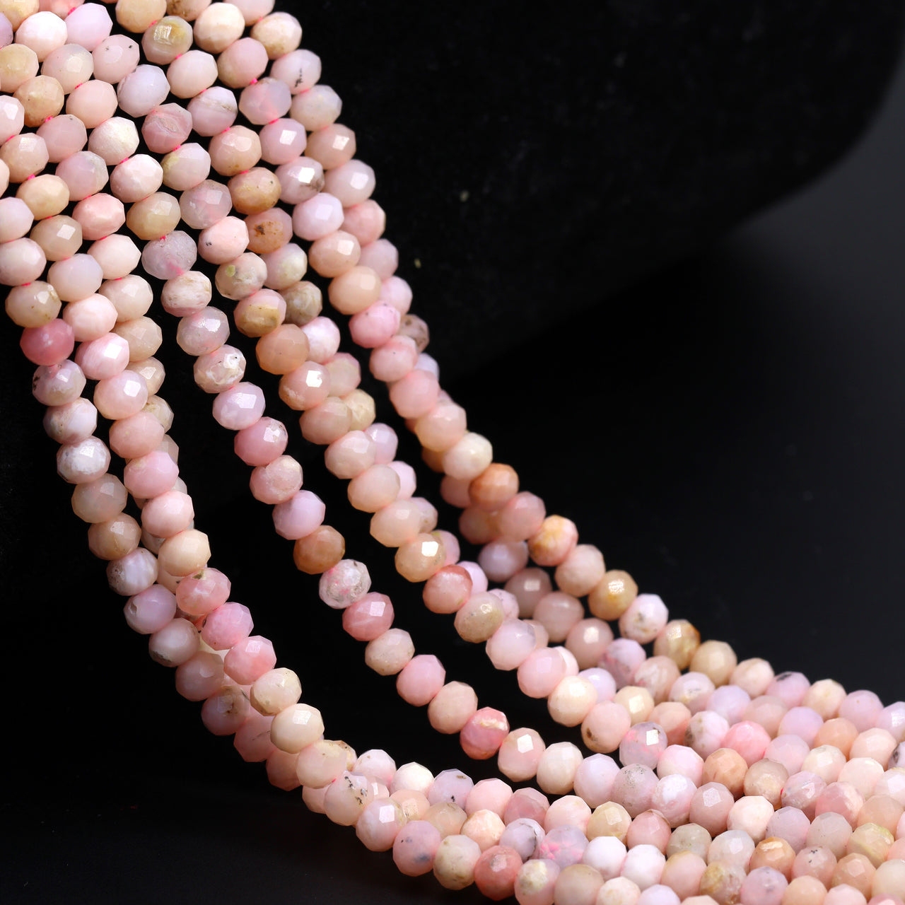 Pink Opal 4mm Faceted Rondelles Bead Strand
