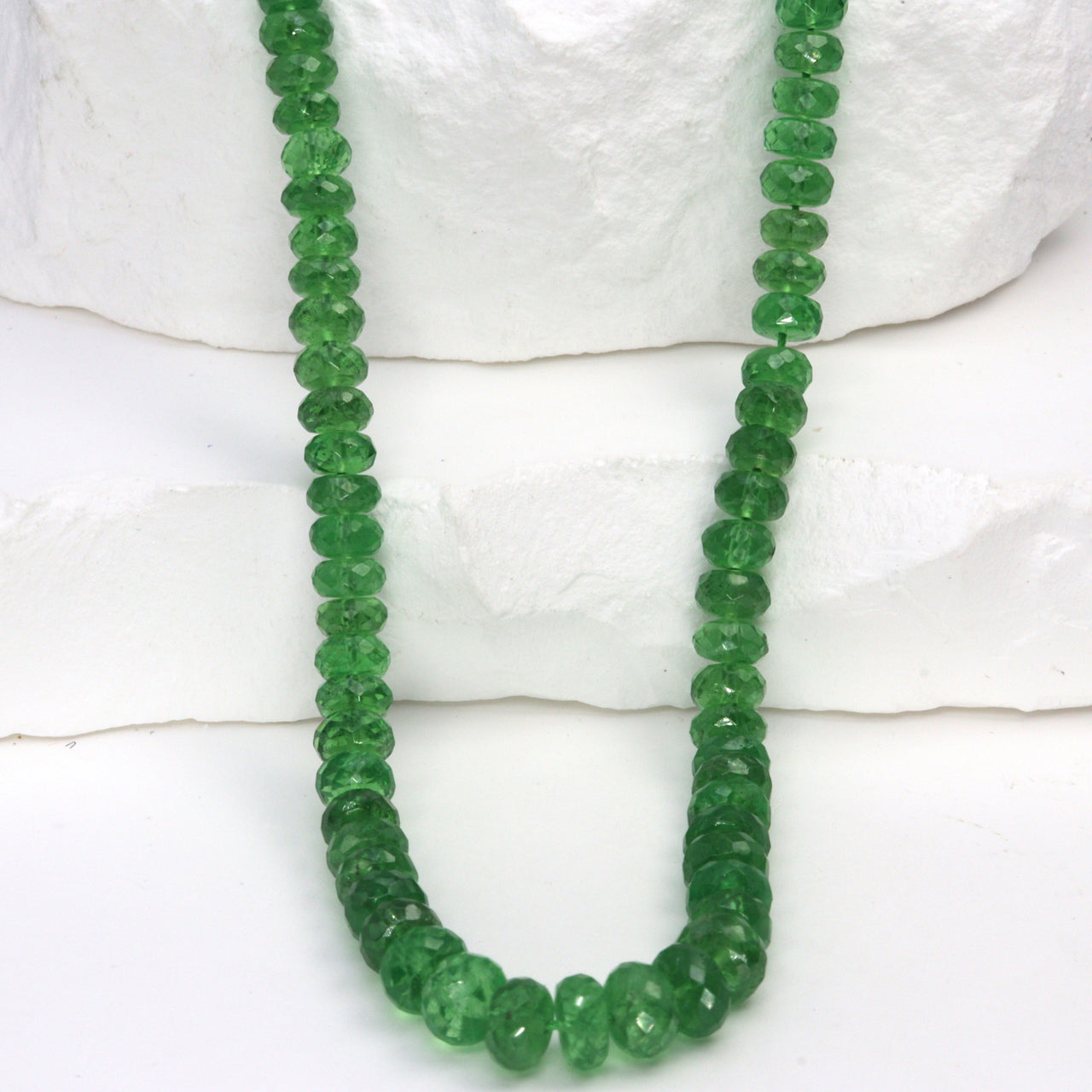 Green Tsavorite 4mm Hand Faceted Rondelles Bead Strand
