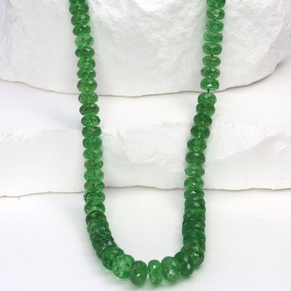 Green Tsavorite 4mm Hand Faceted Rondelles Bead Strand