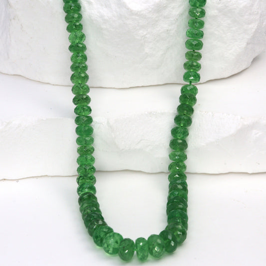 Green Tsavorite 4mm Hand Faceted Rondelles Bead Strand