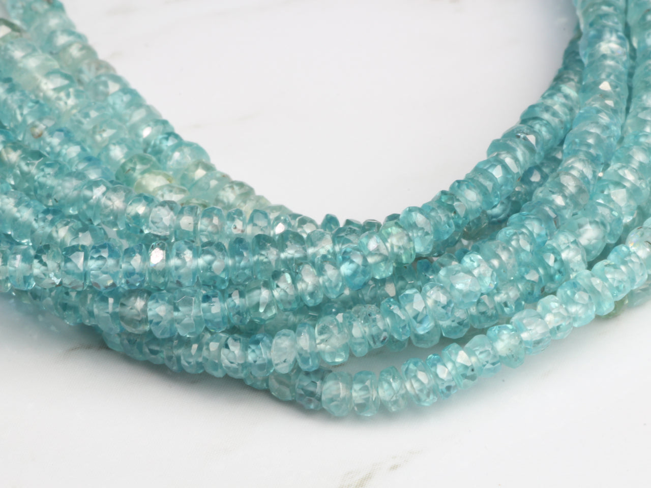 Blue Zircon 3mm Faceted Rondelles