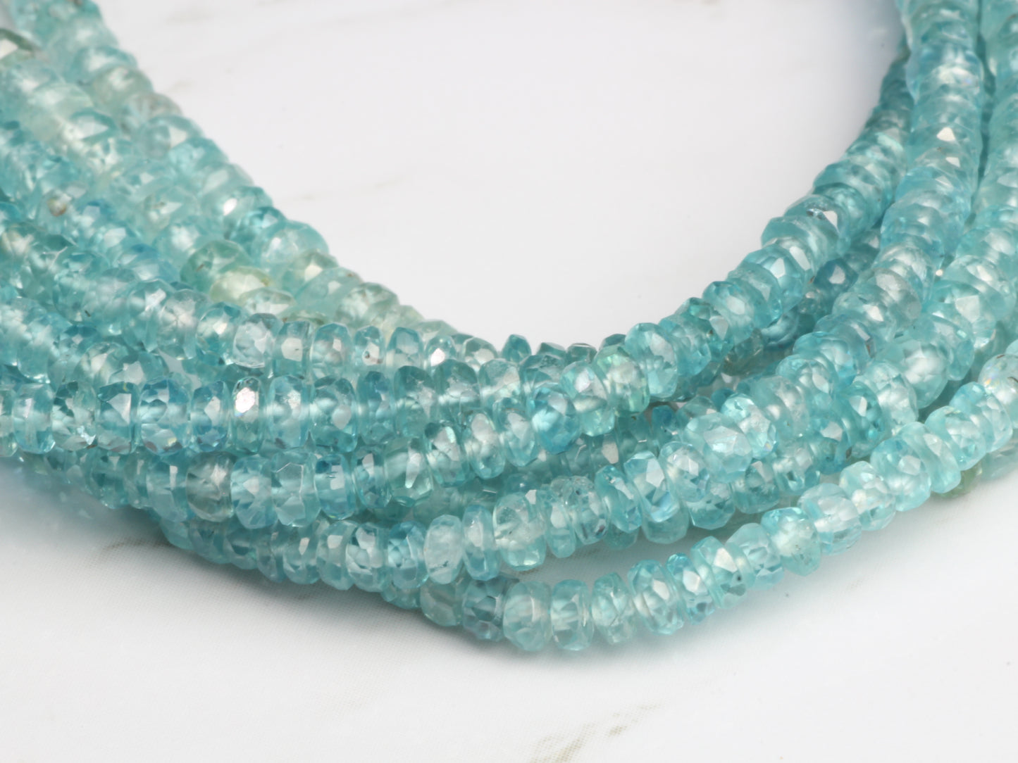 Blue Zircon 3mm Faceted Rondelles