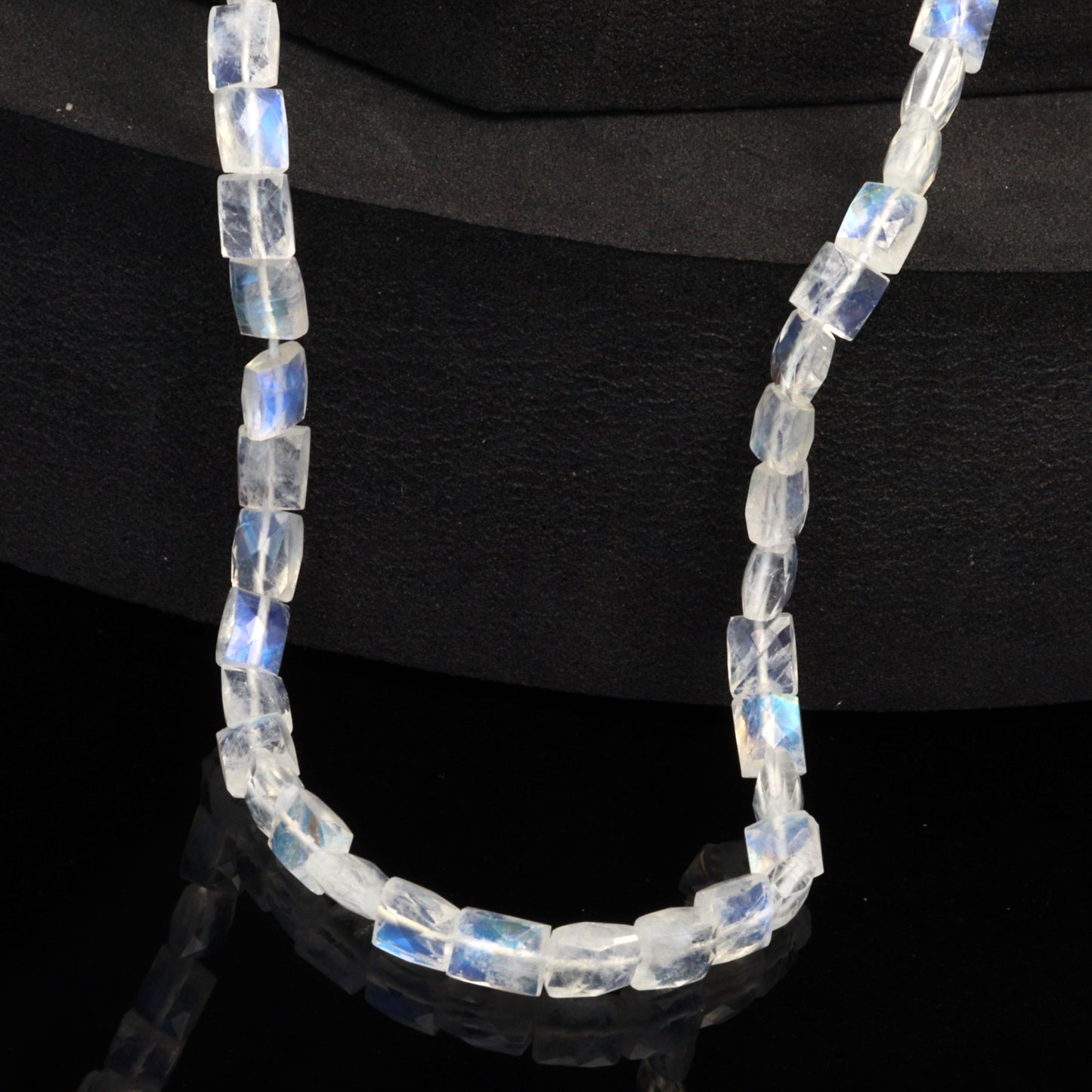 AA Blue Rainbow Moonstone 5x4mm Faceted Cushions