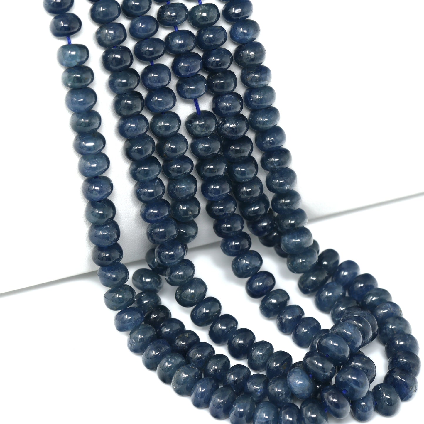 Blue Sapphire 5mm – 6mm Smooth Rondelles Bead Strand