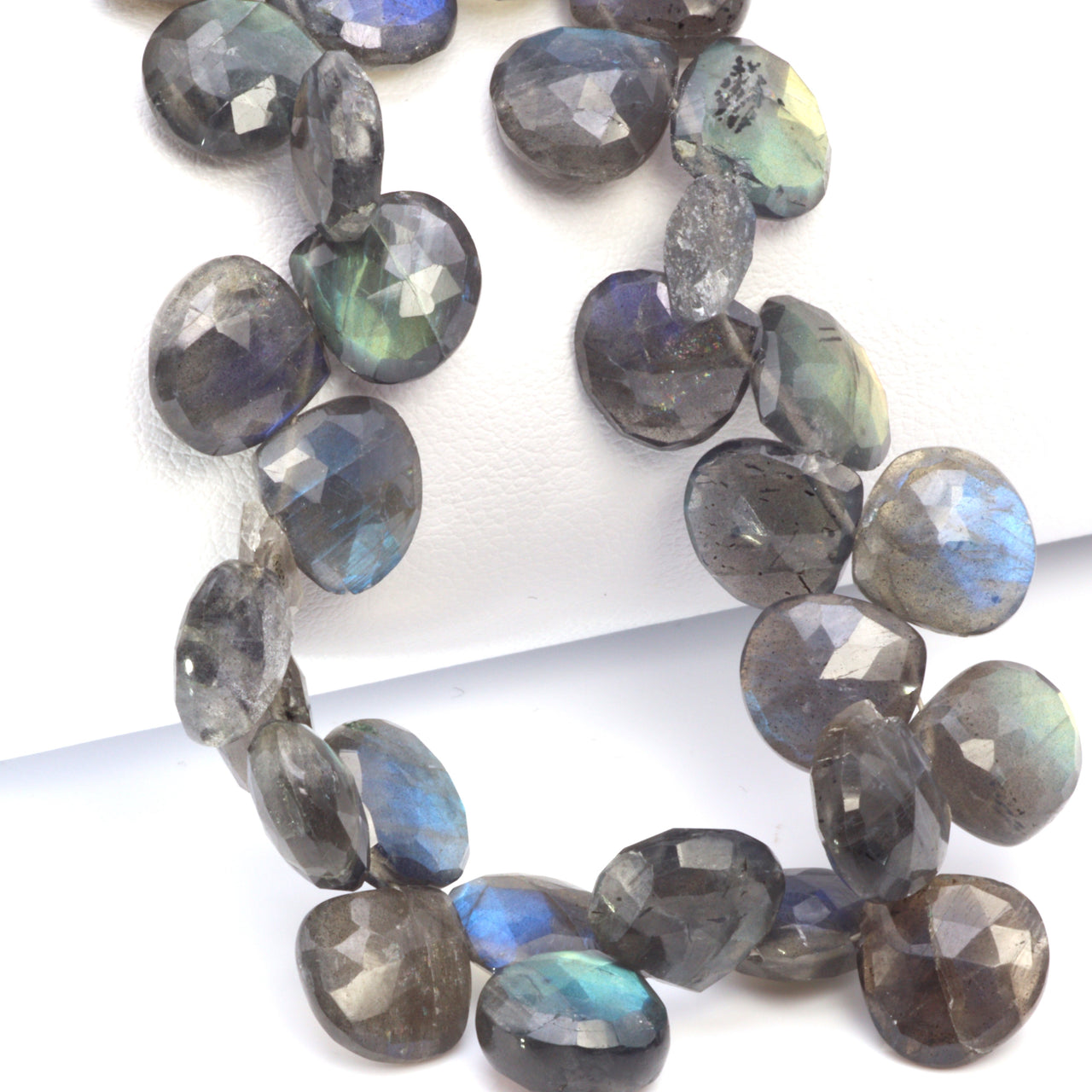 AA Dark Blue Labradorite 10mm Faceted Heart Shaped Briolettes