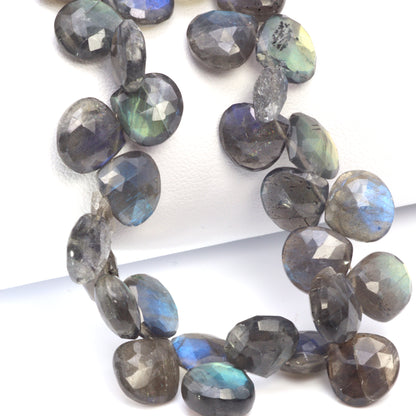 AA Dark Blue Labradorite 10mm Faceted Heart Shaped Briolettes