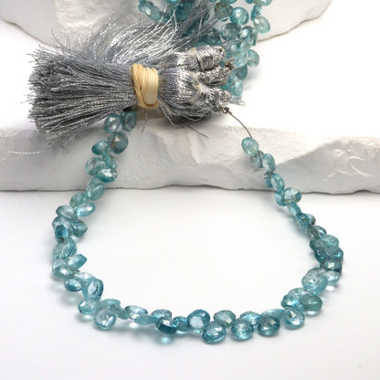 Blue Zircon 5mm Faceted Heart Shaped Briolettes
