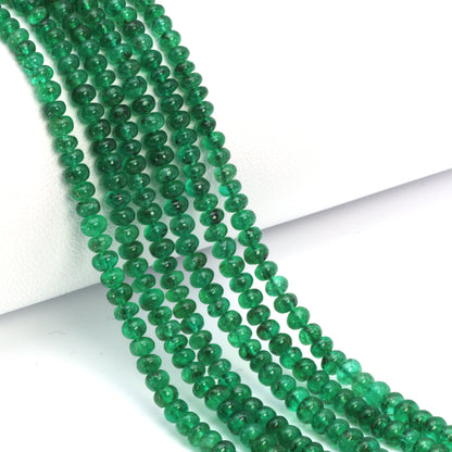 Green Emerald 3mm - 3.5mm Smooth Rondelles Bead Strand