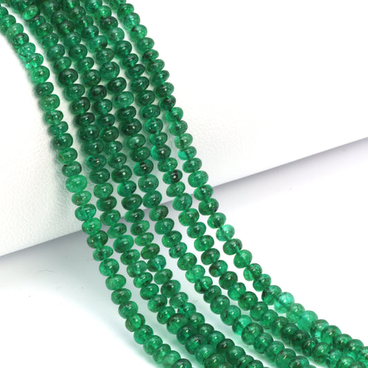 Green Emerald 3mm - 3.5mm Smooth Rondelles Bead Strand