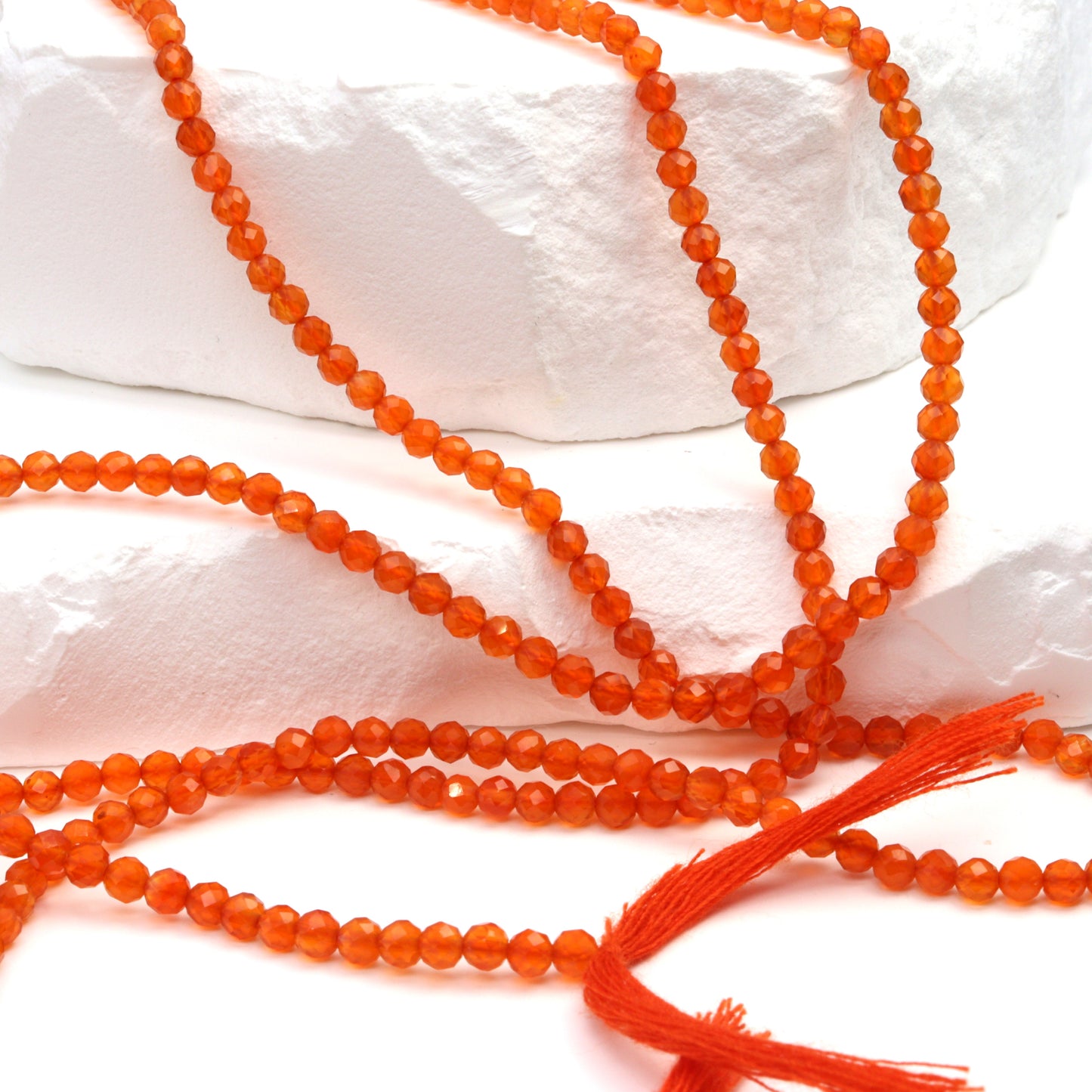 Orange Carnelian 3mm Faceted Rounds