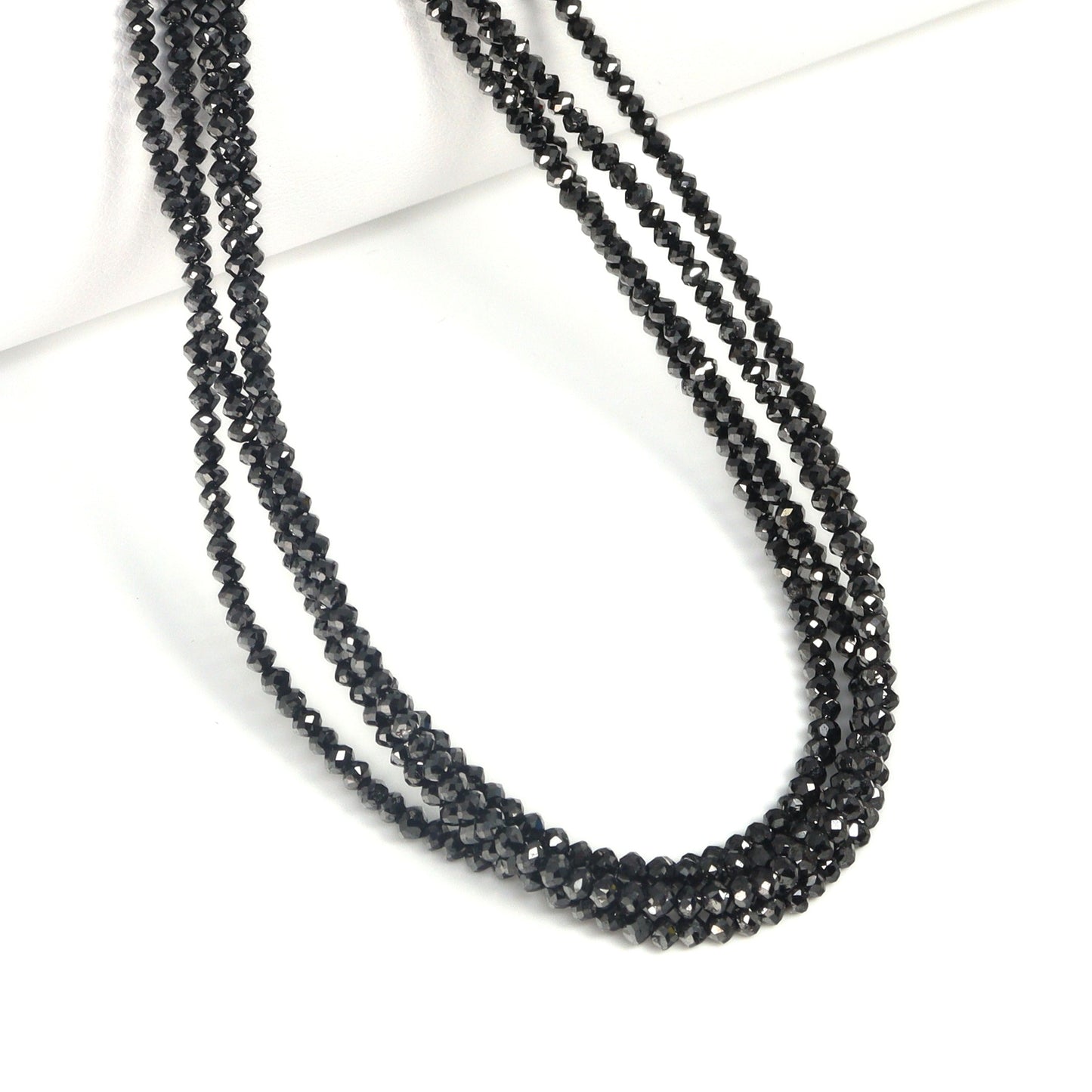 Black Diamond 1.9mm - 2.6mm Hand Faceted Rondelles Bead Strand