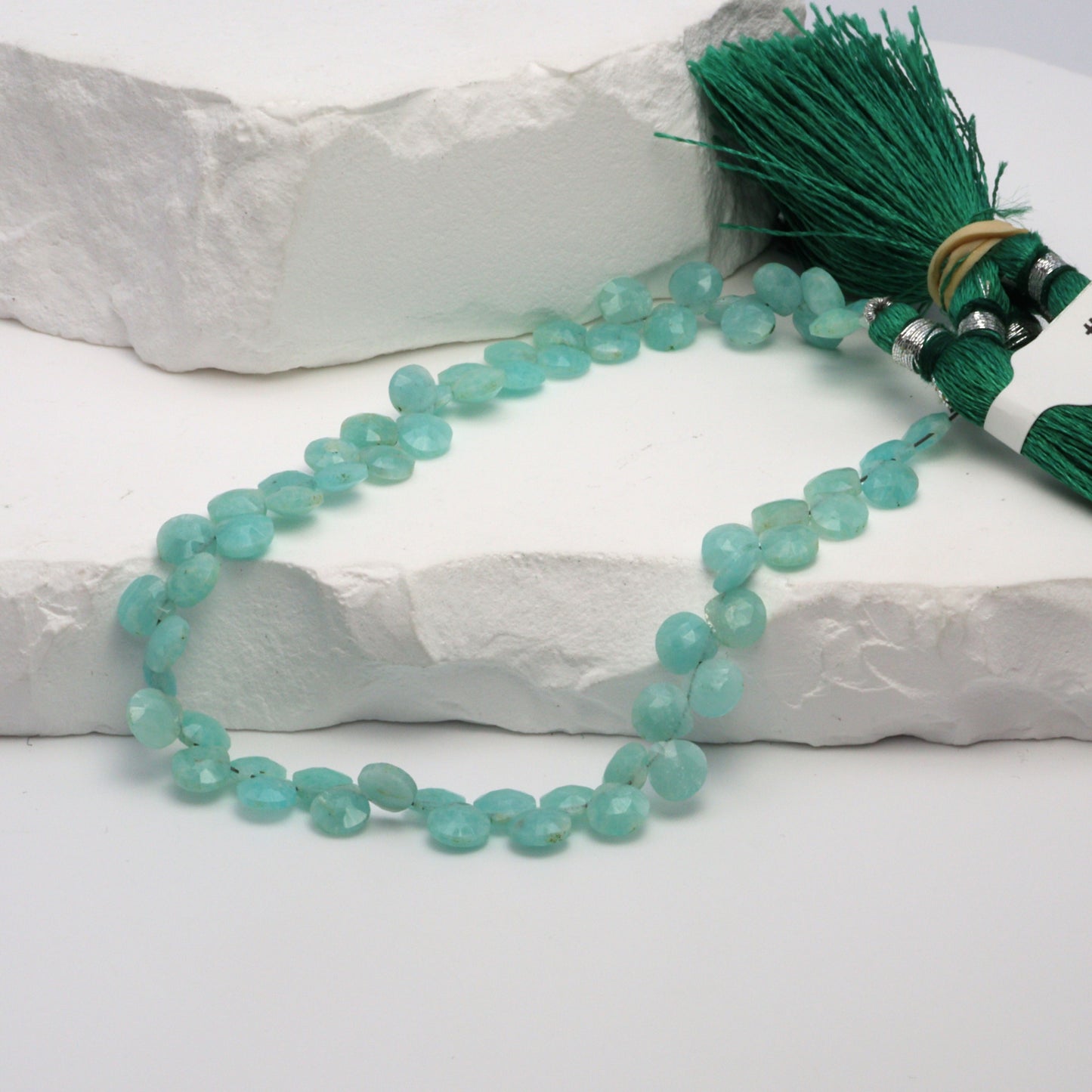 Amazonite 5mm Faceted Heart Shaped Briolettes Bead Strand
