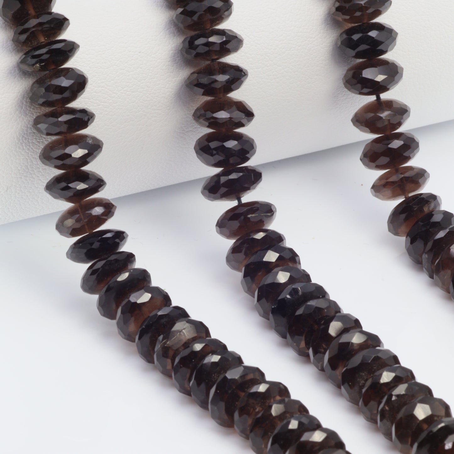 Dark Smoky Quartz 9mm German Cut Faceted Rondelles