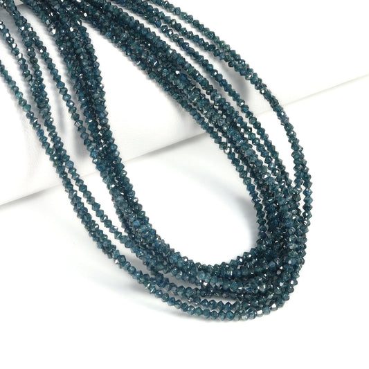Blue Diamond 1.5mm – 2.25mm Hand Faceted Rondelles Bead Strand