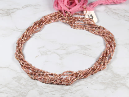 Pink Rhodochrosite 2mm Faceted Rounds
