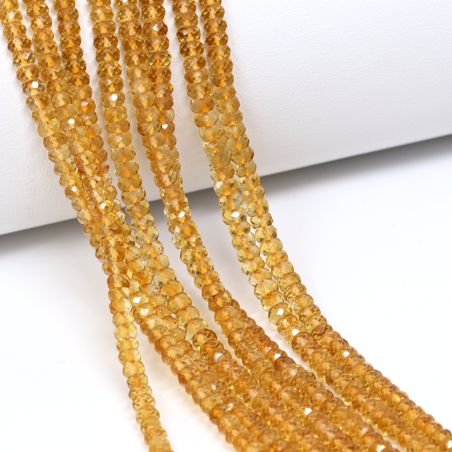 Citrine 3.5mm Hand Faceted Rondelles Bead Strand