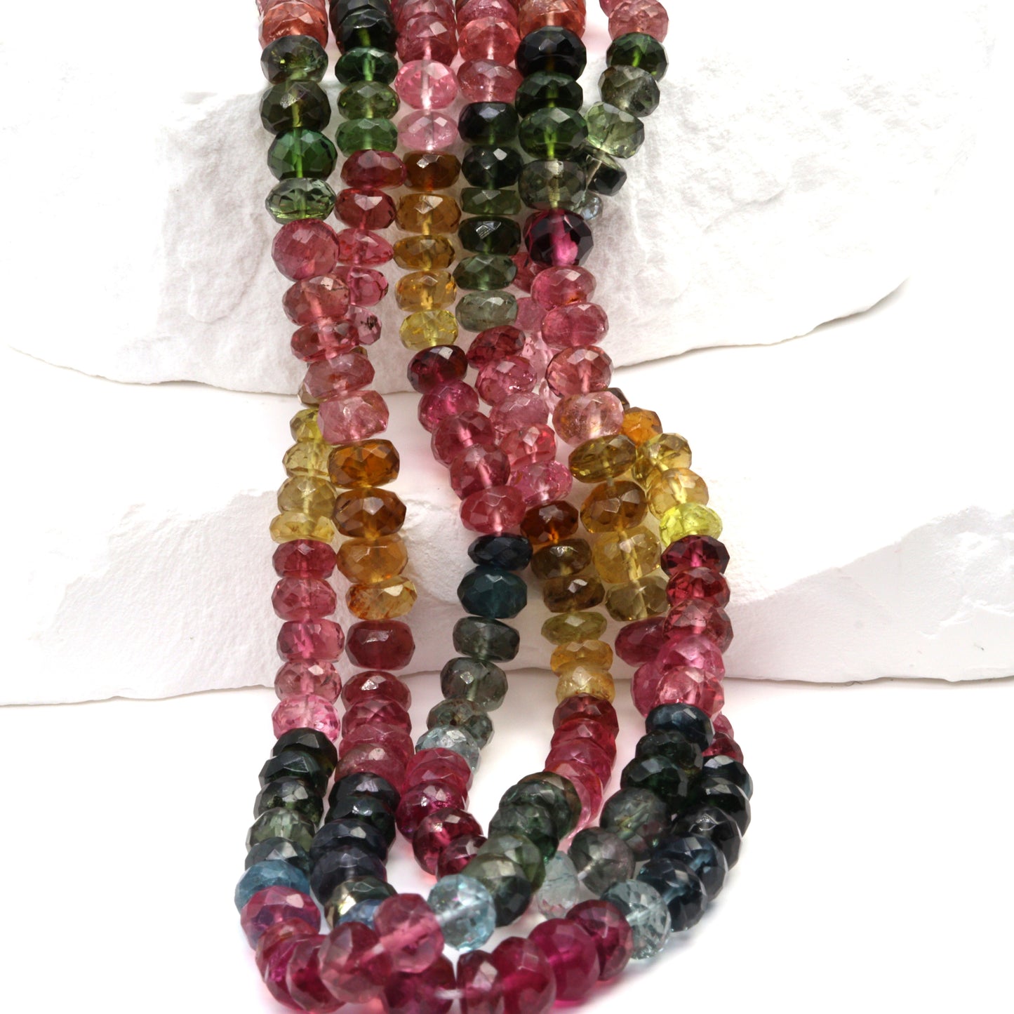 Watermelon Tourmaline 5.5mm Faceted Rondelles Bead Strand