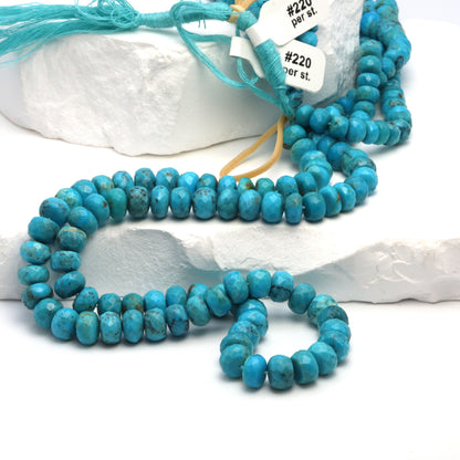 Natural Blue Turquoise 6mm Faceted Rondelles