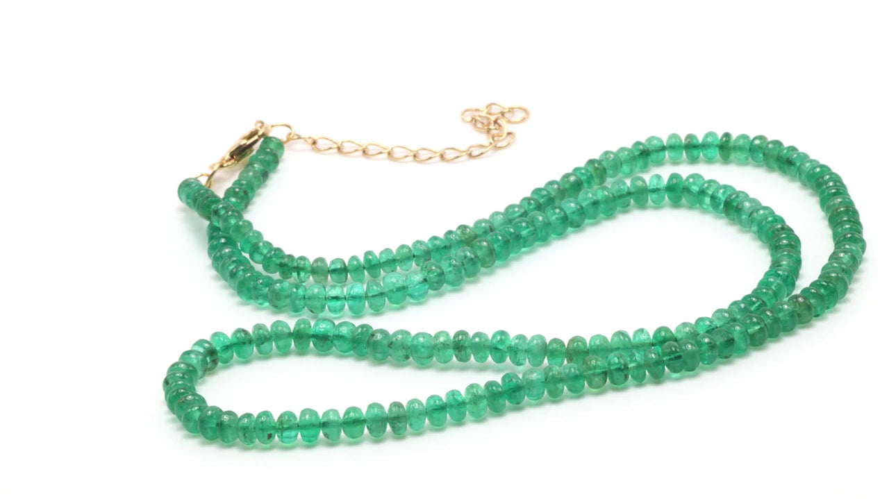 18K Emerald Bead Necklace