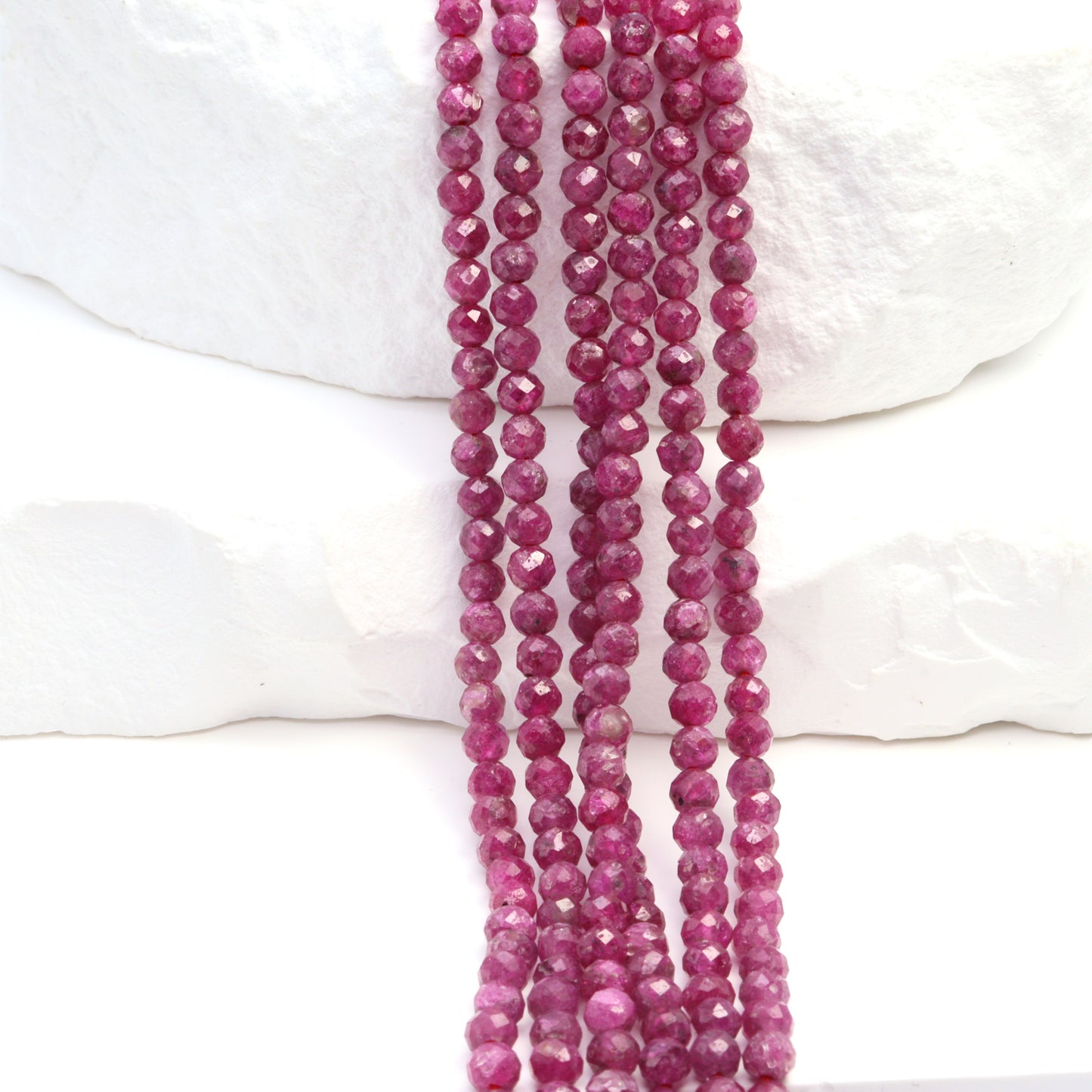 Red Ruby 3mm Faceted Rounds Bead Strand