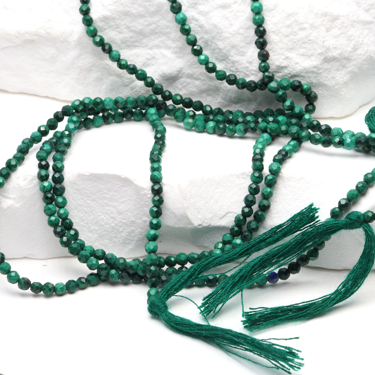 Green Malachite 2.5mm Faceted Rounds Bead Strand