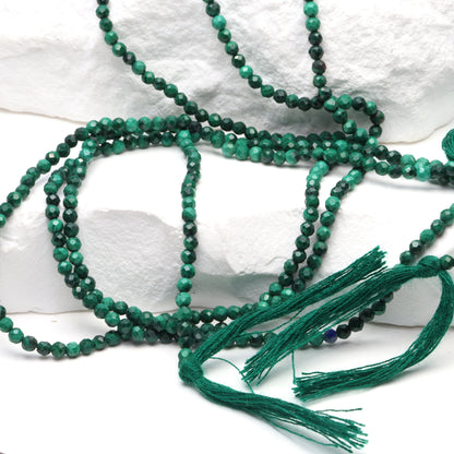 Green Malachite 2.5mm Faceted Rounds Bead Strand