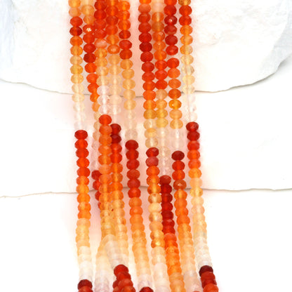 Ombre Mexican Fire Opal 3mm Faceted Rondelles Bead Strand