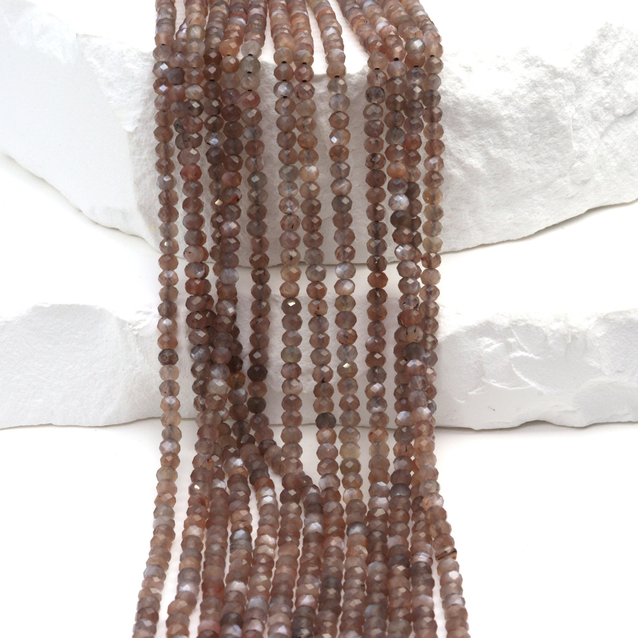 Chocolate Moonstone 2.5mm Faceted Rondelles Bead Strand