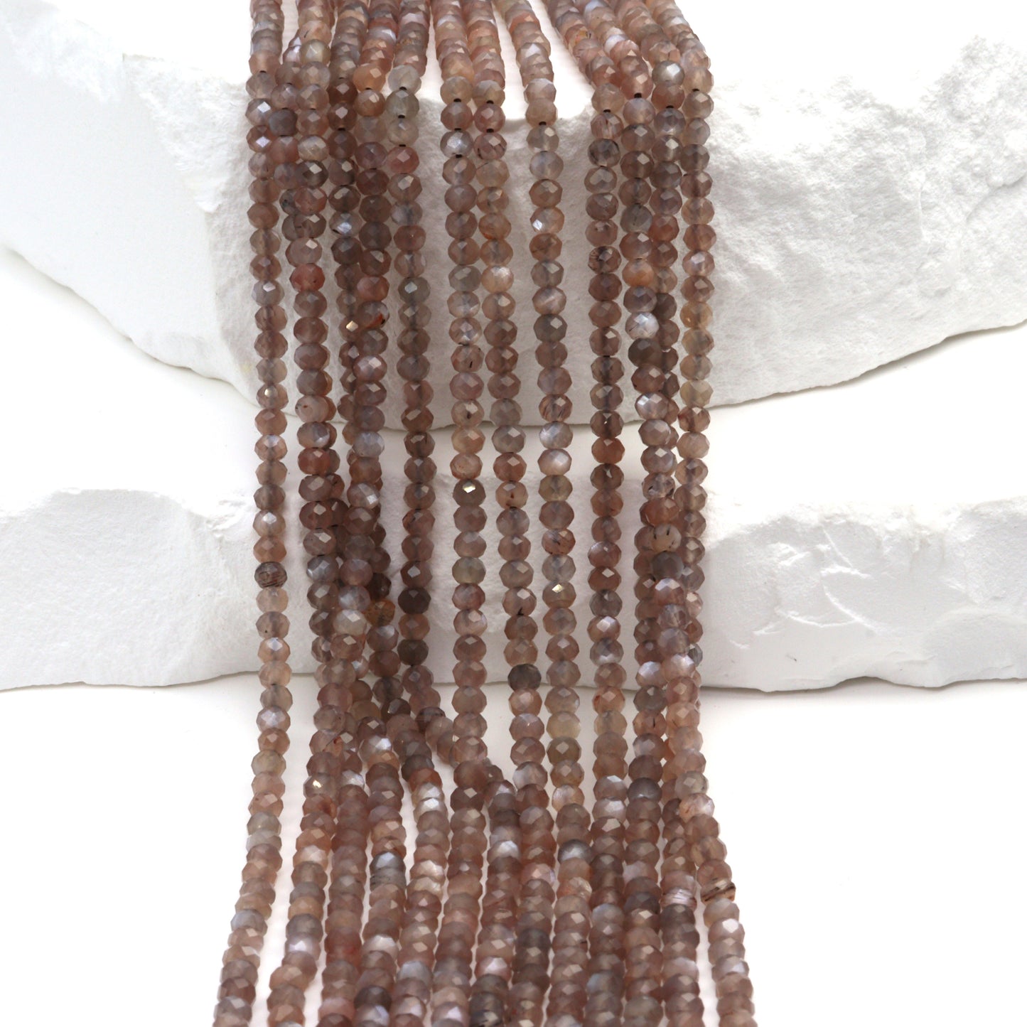 Chocolate Moonstone 2.5mm Faceted Rondelles Bead Strand
