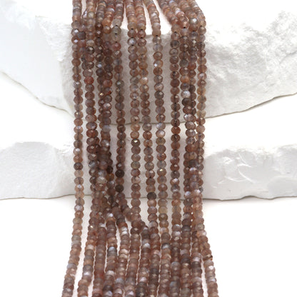 Chocolate Moonstone 2.5mm Faceted Rondelles Bead Strand