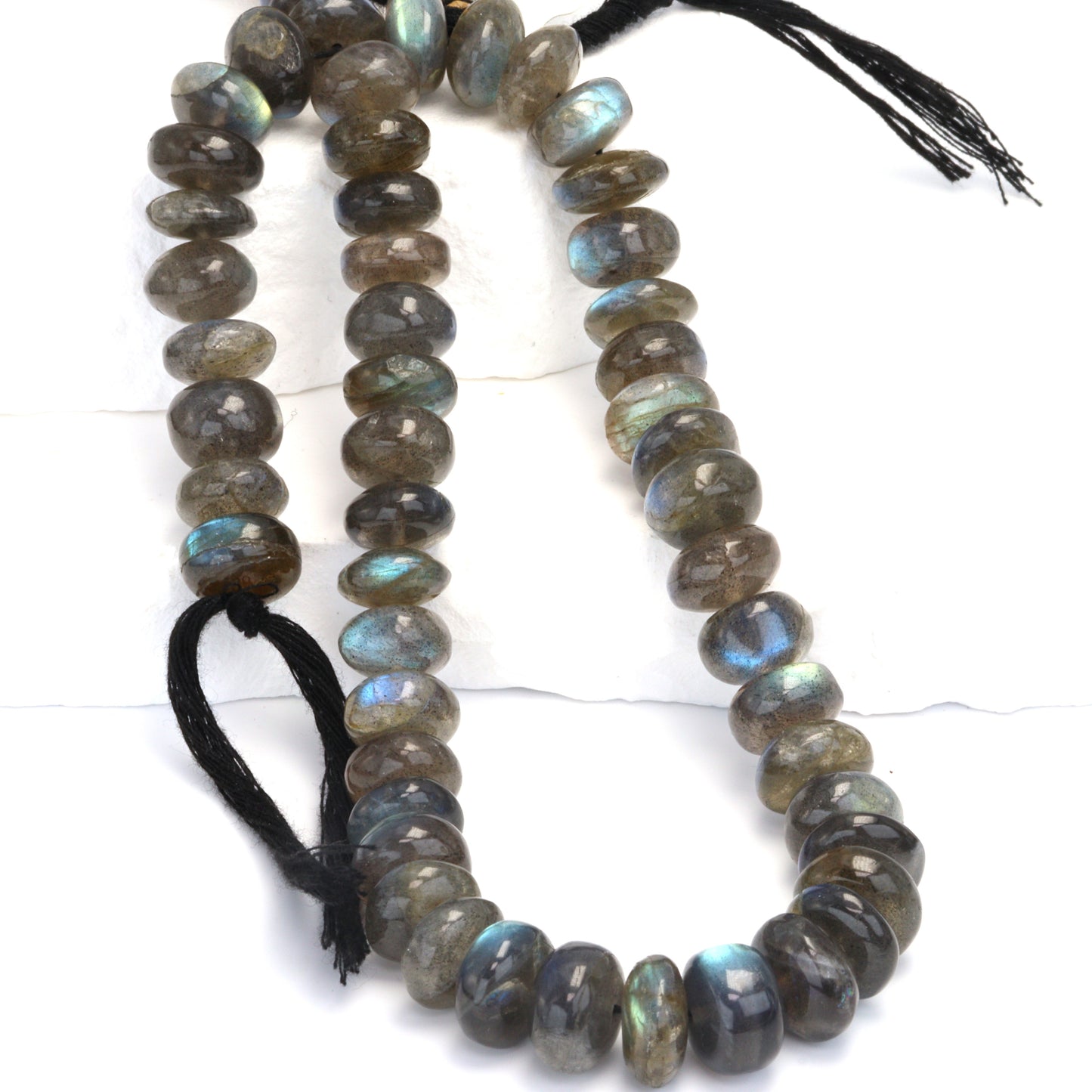 Blue Labradorite 12mm Smooth Rondelles Bead Strand