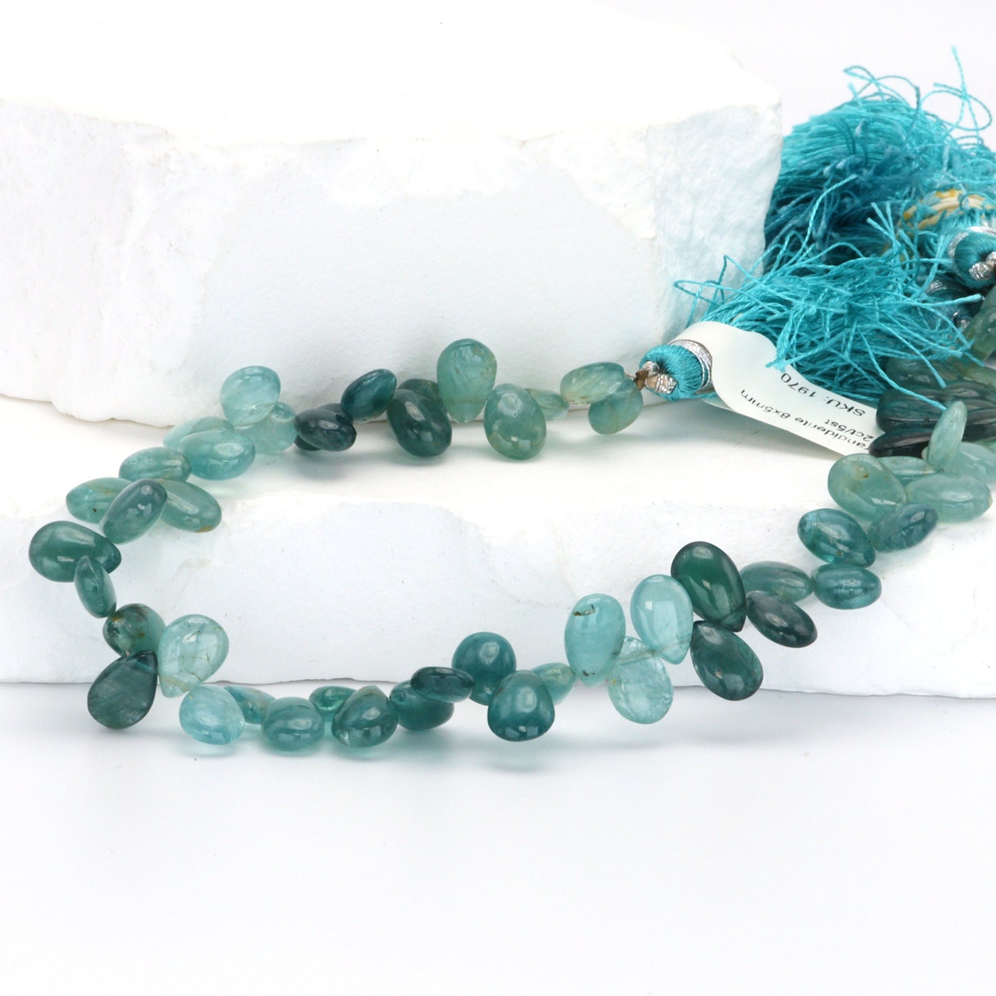 Ombre Blue Grandiderite 8x5mm Smooth Pear Shaped Briolettes