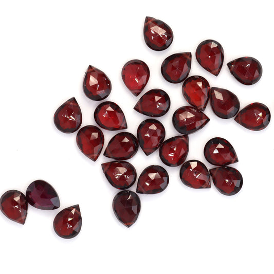 Red Garnet 9x7mm Faceted Pear Shaped Briolettes Loose Beads