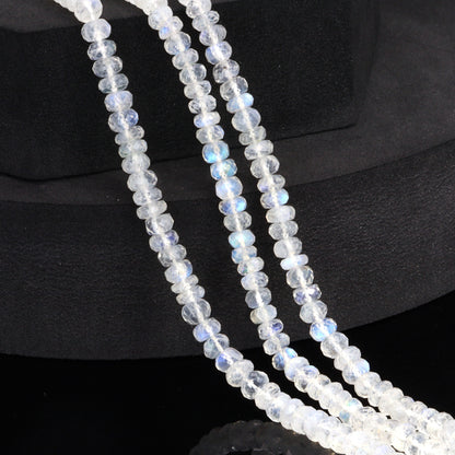 Blue Rainbow Moonstone 5mm Faceted Rondelles Bead Strand