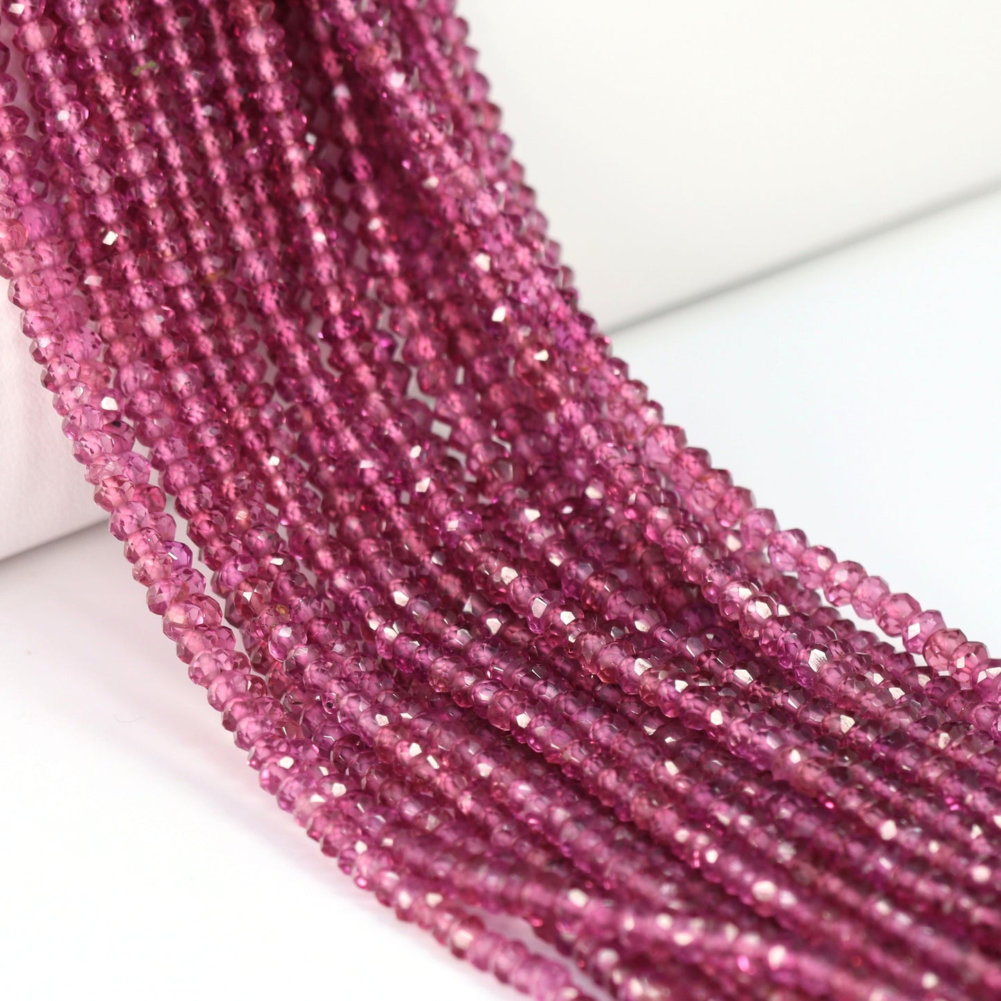 Rhodolite Garnet 3mm Hand Faceted Rondelles Bead Strand