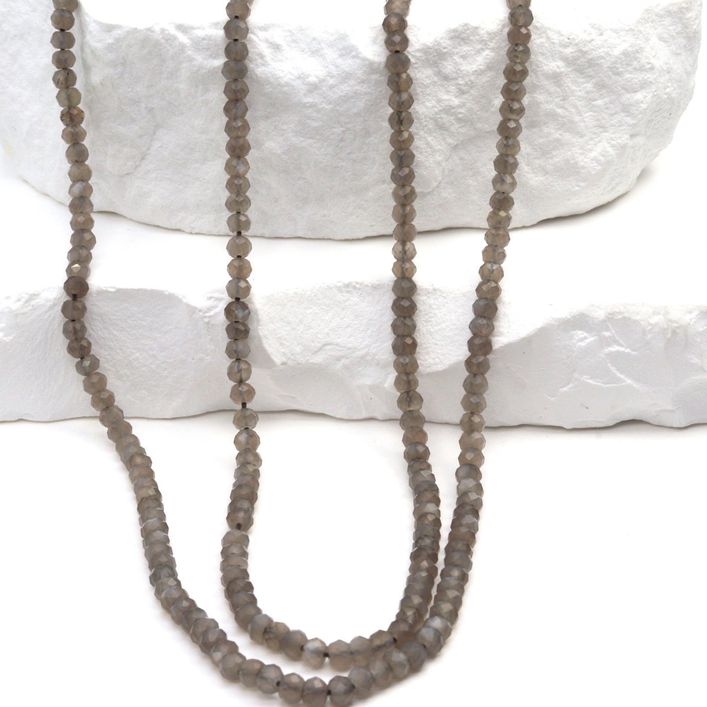 Gray Moonstone 3mm Faceted Rondelles