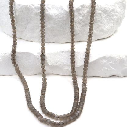 Gray Moonstone 3mm Faceted Rondelles