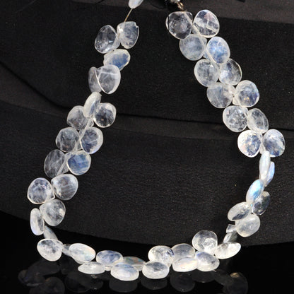 Blue Rainbow Moonstone 8mm Faceted Heart Shaped Briolettes