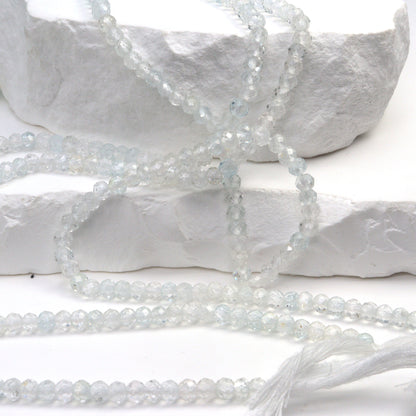 White Topaz 4mm Faceted Rondelles Bead Strand