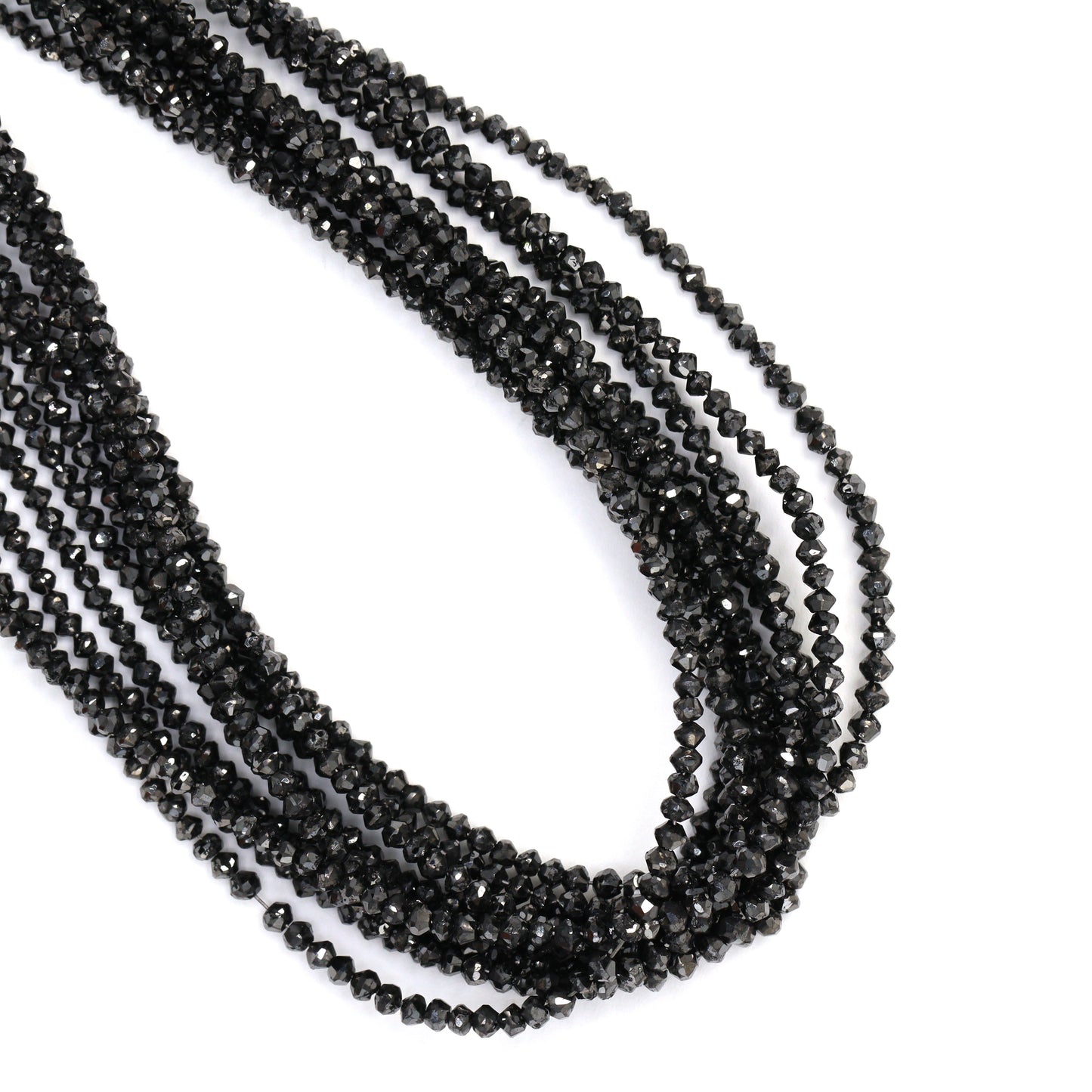 Black Diamond 1.5mm - 2.3mm Hand Faceted Rondelles Bead Strand