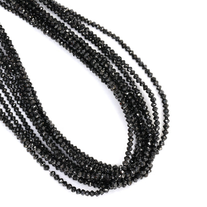 Black Diamond 1.5mm - 2.3mm Hand Faceted Rondelles Bead Strand