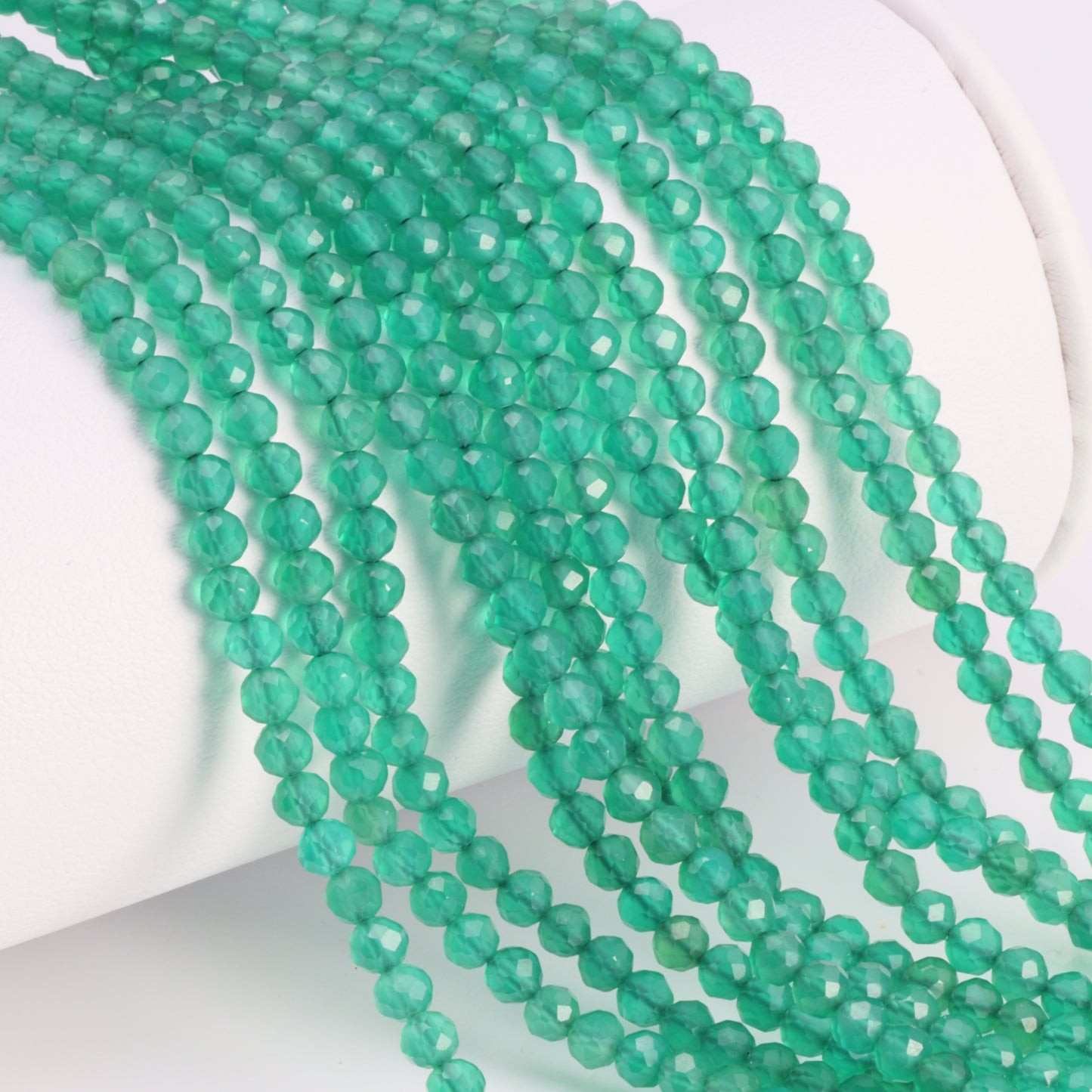 Green Onyx 3mm Faceted Rounds Bead Strand