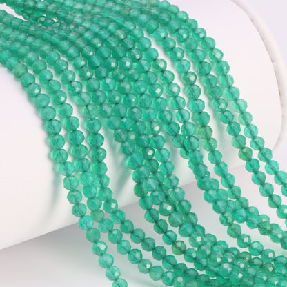 Green Onyx 3mm Faceted Rounds Bead Strand