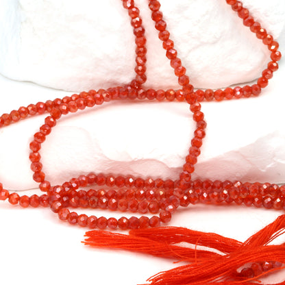 Coated Orange Carnelian 3mm Faceted Rondelles Bead Strand