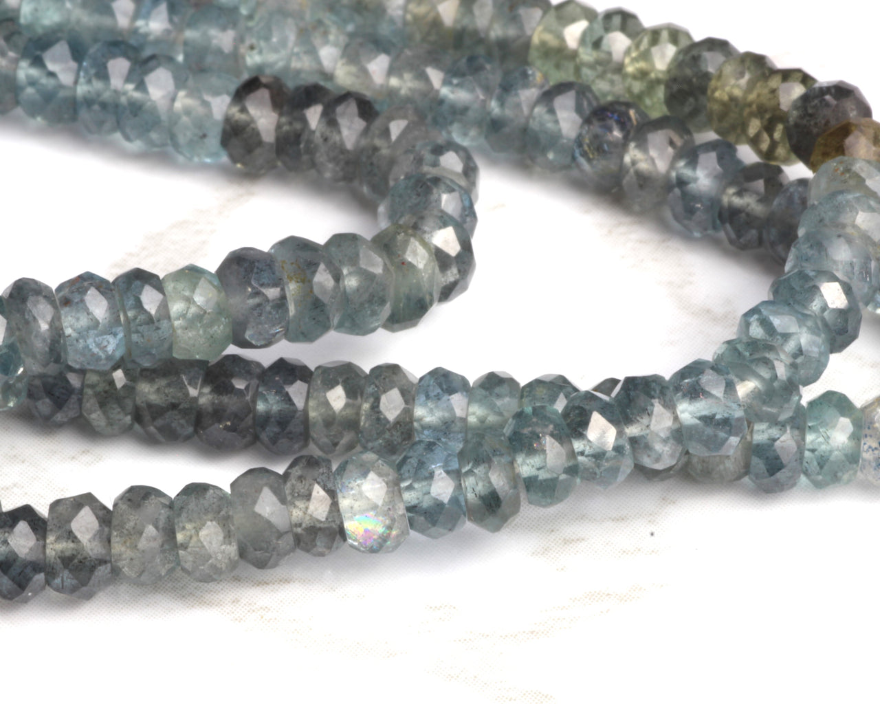 Dark Blue Moss Aquamarine 4mm Faceted Rondelles