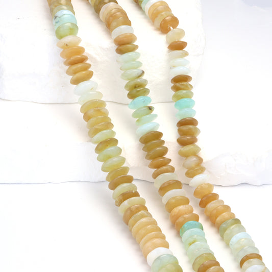 Ombre Blue Peruvian Opal 8mm German Cut Faceted Rondelles